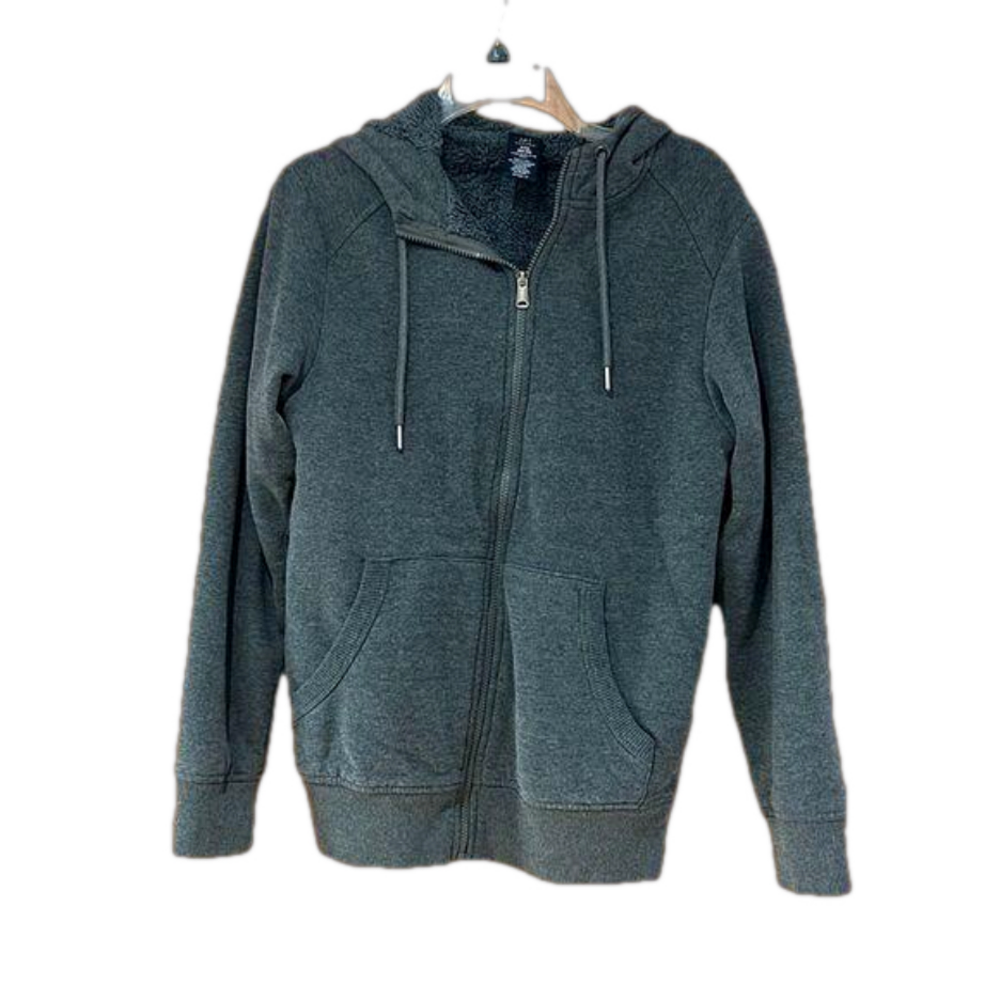 George Mens Full Zip Plush Gray Sherpa Jacket